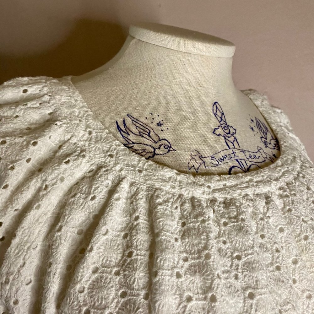 LIZ & CO. WHITE EYELET COTTON BLOUSE  size 1X
